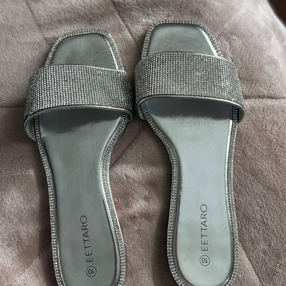 Sequins silver flats, women’s size 10